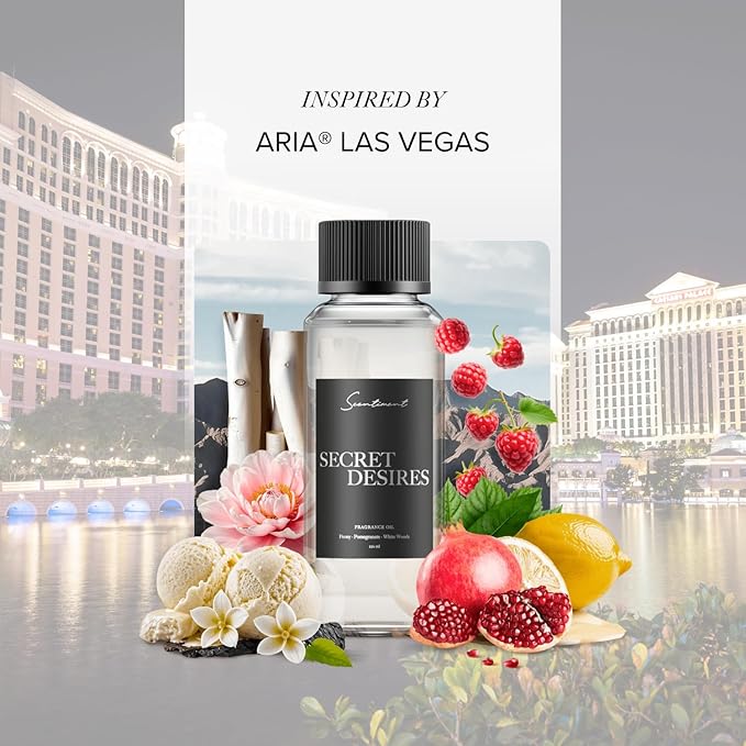 Scentiment Diffuser Oil - Secret Desires | Aromatherapy Fragrance | Inspired by ARIA® Las Vegas | Notes of Lemon Crème, Vanilla, Raspberry, Pomegranate & Peony (20 mL) Scentiment
