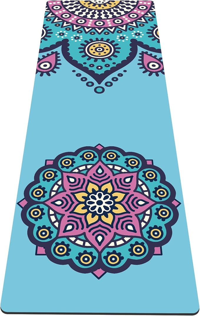 nuveti Yoga Mat Print Extra Thick TPE Non Slip Fitness Exercise Mat with Carrying Bag,72"x24" Extra Thick 6MM Exercise & Workout Mat for Yoga, Pilates Fitness and Floor Exercises - Bloomnest