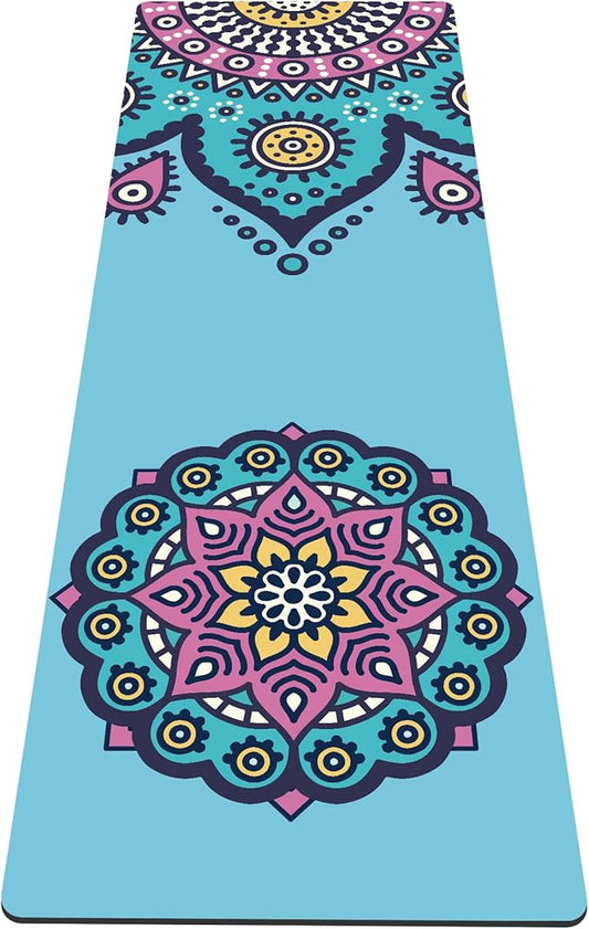 nuveti Yoga Mat Print Extra Thick TPE Non Slip Fitness Exercise Mat with Carrying Bag,72"x24" Extra Thick 6MM Exercise & Workout Mat for Yoga, Pilates Fitness and Floor Exercises - Bloomnest