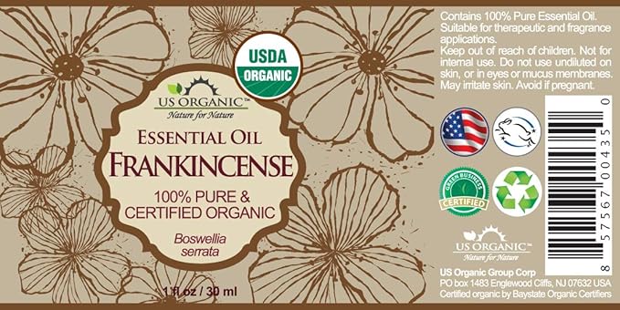 US Organic 100% Pure Frankincense Essential Oil, USDA Certified Organic, Steam Distilled, Boswellia serrata, Origin_India, Use Topically or in Diffuser (30 ml, Value 2Pack) - Bloomnest