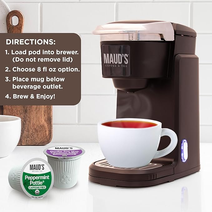 Maud's Organic Chamomile Lavender & Organic Peppermint Tea Bundle, 48 ct, Recyclable Single Serve Pods – 100% Gourmet Blended Tea Leaves, Compatible with Keurig K Cups Maker - Bloomnest
