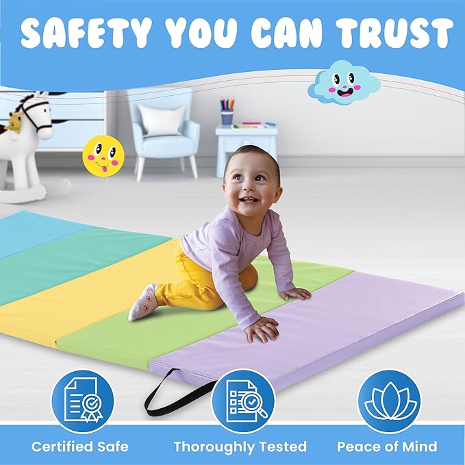 New Bounce Tumbling Mat for Kids - Gymnastics Mat - Folding Exercise Tumble Mat for Home Gyms - Bloomnest