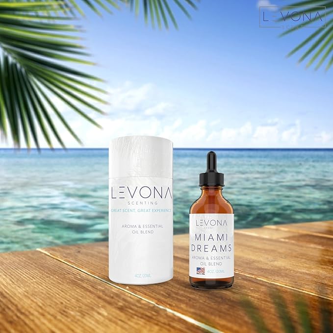 Levona Scent Essential Oils for Diffusers for Home: Miami Dreams Hotel & Home Luxury Scents Fragrance Oil - Aroma Oil with Notes of Bergamot Oil & Pine Essential Oil -120 Ml Scented Oils for Diffuser - Bloomnest
