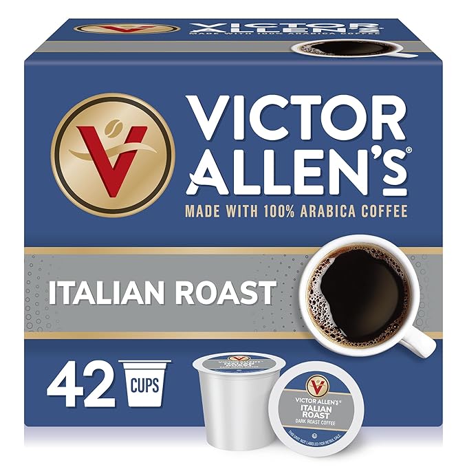 Victor Allen's Coffee Italian Roast, Dark Roast, 42 Count, Single Serve Coffee Pods for Keurig K-Cup Brewers - Bloomnest