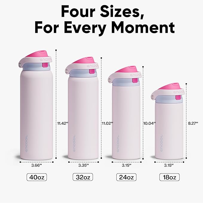 ENCOOL Leakproof Insulated Water Bottle with Straw Dual-Sip Water Bottle Bag-Safe Design for Work, Commute & Gym – Keeps Drinks Cold All Day, 32 oz, Lilac Purple ENCOOL
