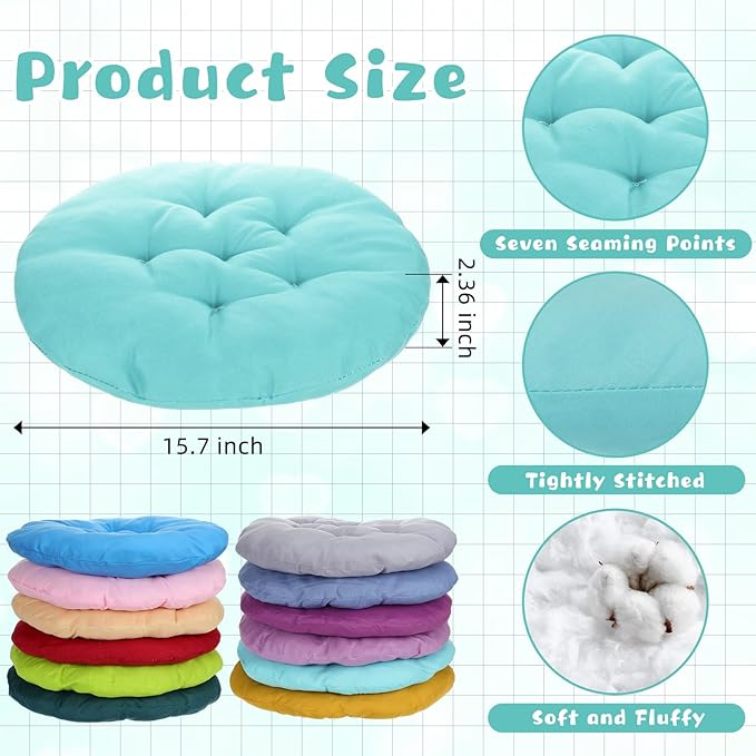 Tinideya 24 Pcs Round Floor Cushions Floor Pillows Meditation Seat Pillows Flexible Seating for Adults Kids, Chair Cushions for Classroom, Nursery, Living Room, Yoga(Medium 15.7 Inch,Multi Color) - Bloomnest