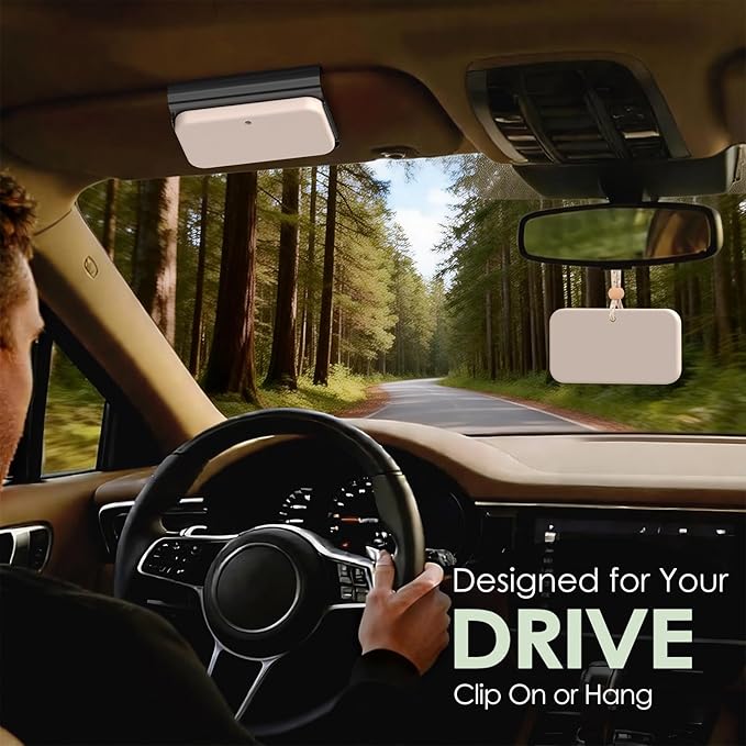 Car Air Freshener, 2-in-1 Stone Car Freshener with Visor Clip & Hanging Scent Diffuser, Natural Scent Stone Diffuser, Long-Lasting Odor Eliminator for Car or Home, Smooth Amber - Bloomnest