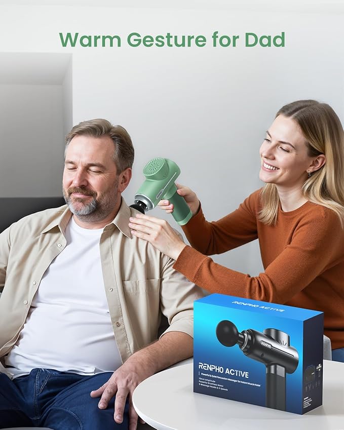 RENPHO Massage Gun Deep Tissue, Portable Percussion Massager for Back and Neck, Gifts for Men and Women, Handheld Device with Carry Case, Active Green - Bloomnest