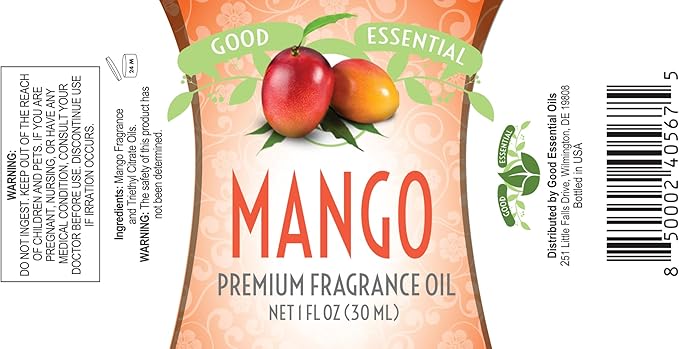 Good Essential Mango Fragrance Oil for Diffuser, Soap, Candles, Room Spray, Lotion & Body Butter - 1 fl oz (30 ml) - Mango Scent Oil GoodEssential