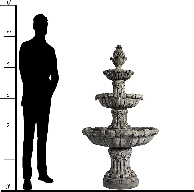 58.3" 3-Tier Outdoor Freestanding Water Fountain - Classic Leaf Design, Large Bird Bath with Pump - Ideal for Yard, Lawn and Garden Décor - Bloomnest