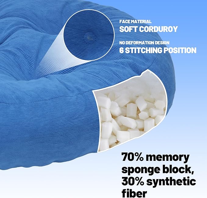 Meditation Floor Pillow Set of 2, Round Large Pillows Seating for Adults, Tufted Corduroy Cushion for Tatami Living Room, 22x22 Inch FP-Dblue-R