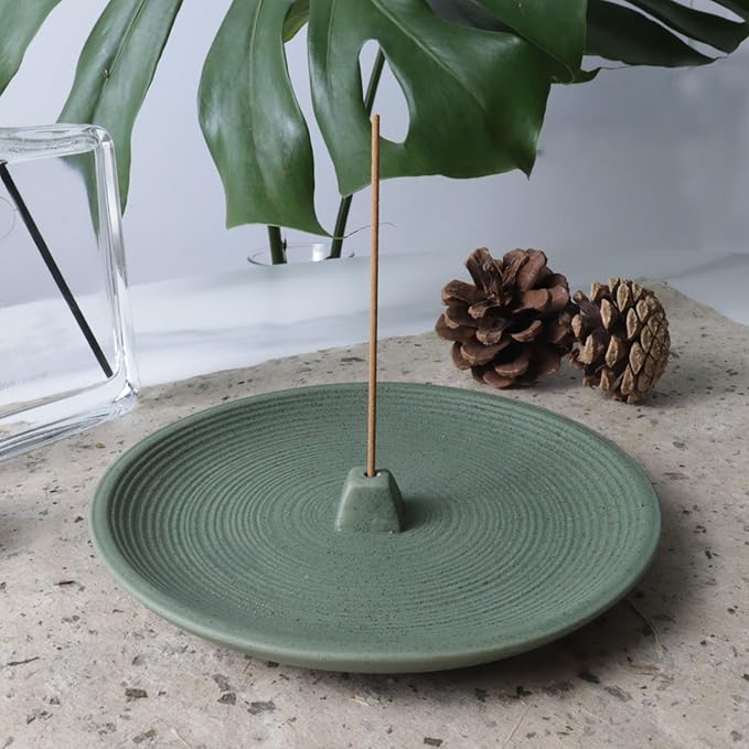 Incense Holder and Insence-Stick Holder,Incense Holder for Sticks, Simple Insence Tray for Set for Office Yoga and Livingroom (Green) - Bloomnest