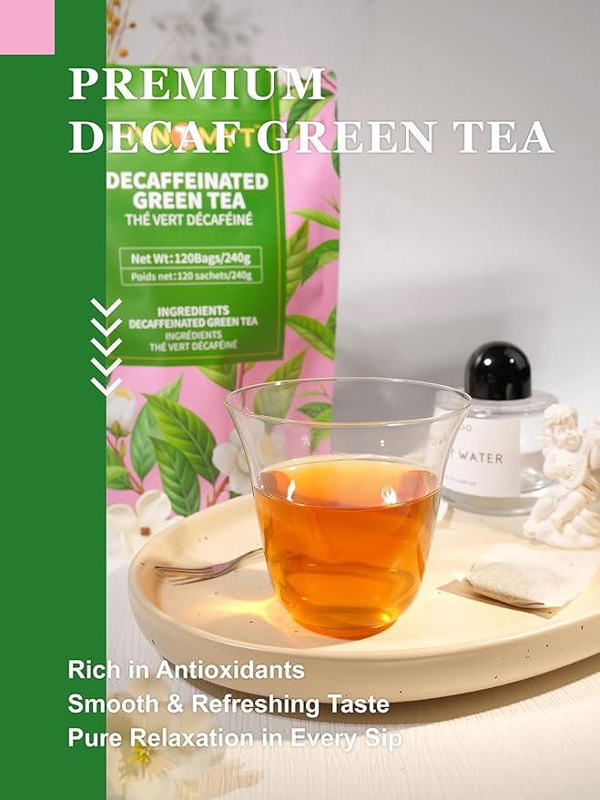 HYNTMYT Decaffeinated Green Tea Bags, Pure CO₂ Decaf Green Tea, Refreshing & Smooth Taste, Unsweetened, 120 Count - Bloomnest