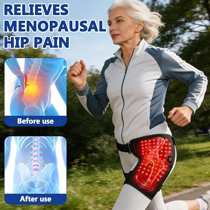 Red Light Therapy for Hip, 105 Lamp Beads USB Powered Hip Brace with 3 Heat Levels, Foldable Heating Pad for Legs, Thighs & Buttock, Unisex Wearable Red Light Hip Therapy Device Bloomnest