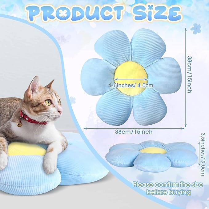 Reginary 4 Pcs Flower Floor Pillows Cute Plush Flower Throw Pillows Daisy Floor Seat Cushion Chair Pads for Christmas First Day of School for Sofa Couch Bed Decor(15 Inch,Gray, Blue, White) - Bloomnest