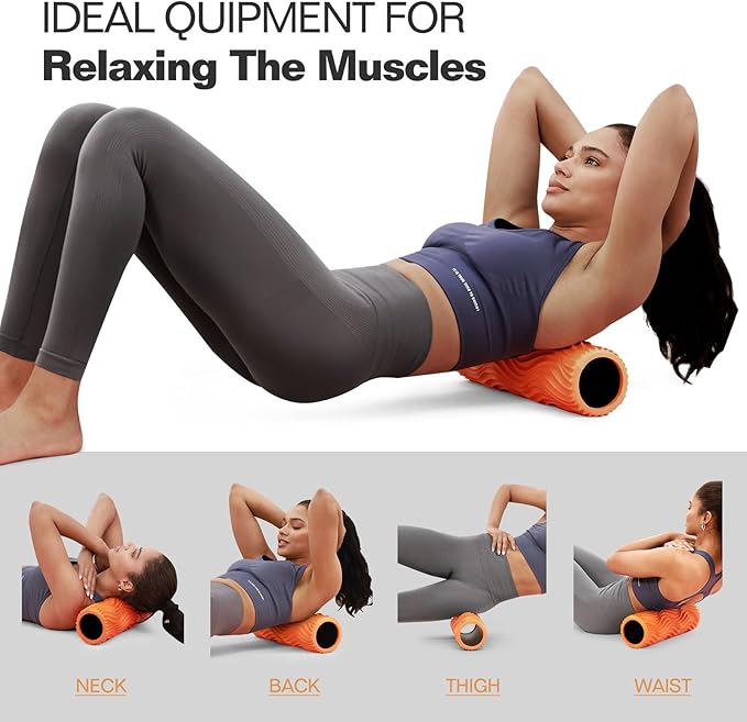 Foam Roller, Trigger Point Foam Roller Massage Roller for Physical Therapy & Back Pain, Deep Tissue Massage Roller for Exercise, Pilates, Yoga (Orange) - Bloomnest