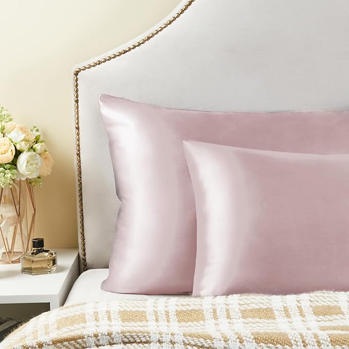 BEDELITE Satin Pillowcase for Hair and Skin, Super Soft and Cooling Similar to Silk Pillow Cases 2 Pack with Envelope Closure, Gift for Women Men(20"x30" Queen Size, Lotus Pink) - Bloomnest
