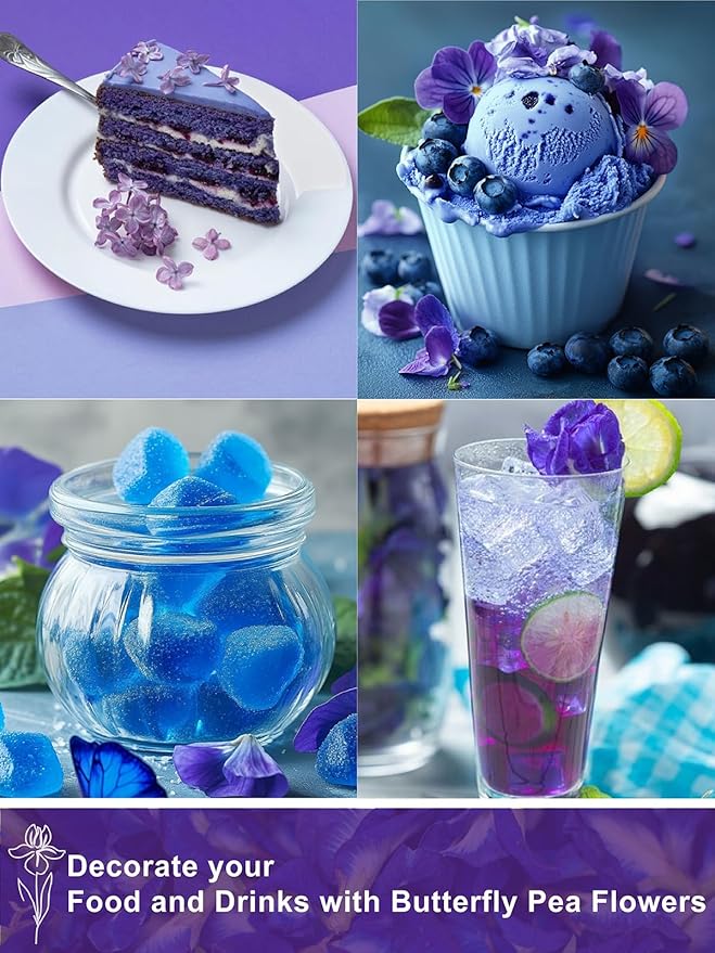 TeeLux Butterfly Pea Flower Tea Bags, Premium Dried Butterfly Pea Flower for Blue & Purple Drinks and Food Coloring, 100 Count - Bloomnest
