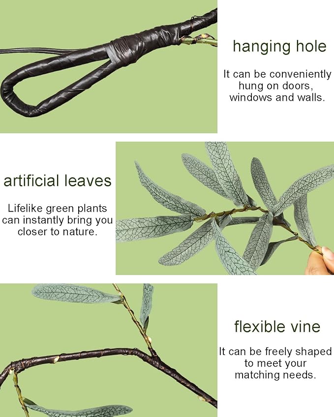 Birchlitland Lighted Olive Garland Battery Operated with Timer 6FT 96 LED Fairy Lights, Faux Vine with Lights for Mantel Fireplace Wall Patio Wedding and Holiday Decor - Bloomnest