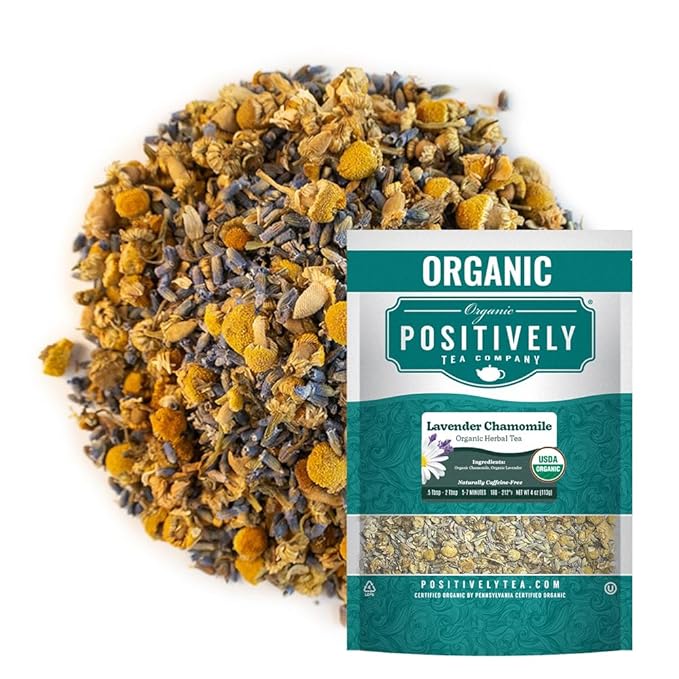 Organic Positively Tea Company, Lavender Chamomile, Herbal Tea, Loose Leaf, 4 Ounce - Bloomnest