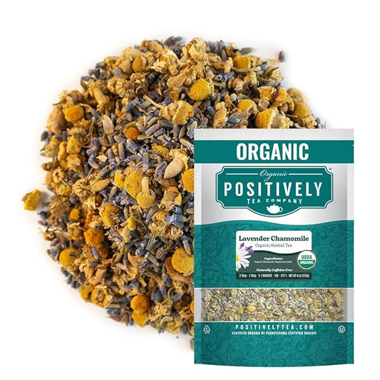 Organic Positively Tea Company, Lavender Chamomile, Herbal Tea, Loose Leaf, 4 Ounce - Bloomnest
