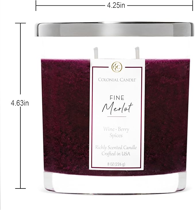 Colonial Candle Fine Merlot Scented Candle Jar, Highly Fragranced Candles for Home Scented, Mottled Wax Candle, 2 Wick, 8 oz - Made in The USA - Bloomnest
