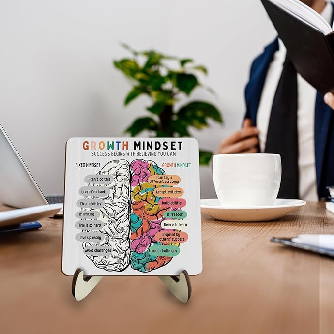 Motivational Mental Health Office Decor Rustic Desk Decor Therapy Office School Counselor CBT DBT School Psychology Therapist Counseling Wood Sign for Home Living Room Desk Plaque with Wood Stand - Bloomnest