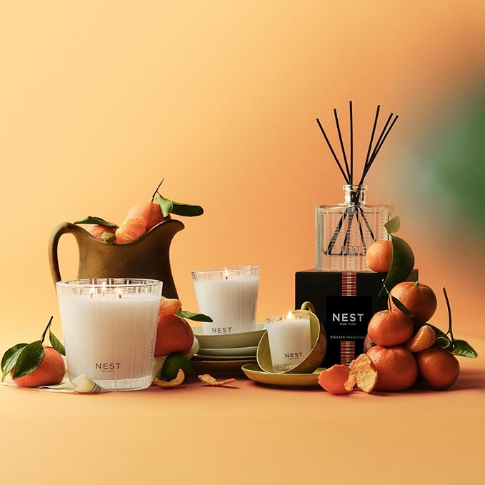 NEST New York Scented 3-Wick Candle, Sicilian Tangerine - 21.2 oz - Up to 100-Hour Burn Time - Reusable Glass Vessel - Bloomnest