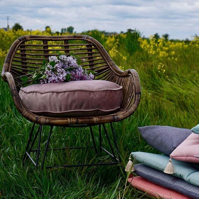 Velvet Floor Pillows Round Chair Cushion Couch Throw Pillow Soft Pouf Seat Mattress Bean Bag for Reading Nook Play Room (19.7 in, Dusty Rose)