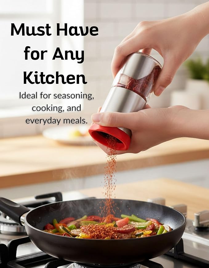 Premium Chili Mill Grinder – Manual Spice Grinder for Dried Chili, Pepper & Herbs – Ceramic Mechanism, Stainless Steel Spice Mill for Kitchen & Dining - Bloomnest