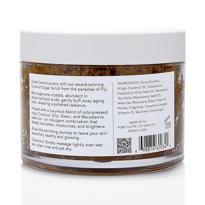 Pure Fiji Coconut Sugar Body Scrub, Coconut Milk & Honey (10.14 Oz /300ml) - Bloomnest