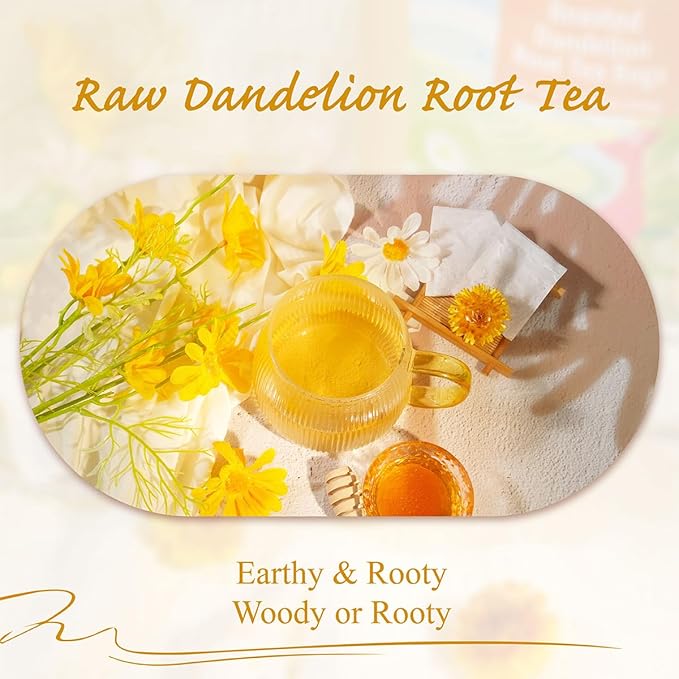 WT WEETEE Raw Dandelion Root Tea Bags, 100 Count Premium Dandelion Tea, Natural, Unprocessed, Earthy Flavor, Caffeine Free Herbal Tea - Bloomnest