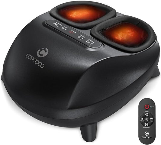 CooCoCo FSA Eligible Foot Massager with Heat, Upgrade ABS Feet Massager with Remote, Foot Massager for Neuropathy & Plantar Fasciitis, Foot Massage Machine with Base, Kneading Compression, Foot Warmer - Bloomnest