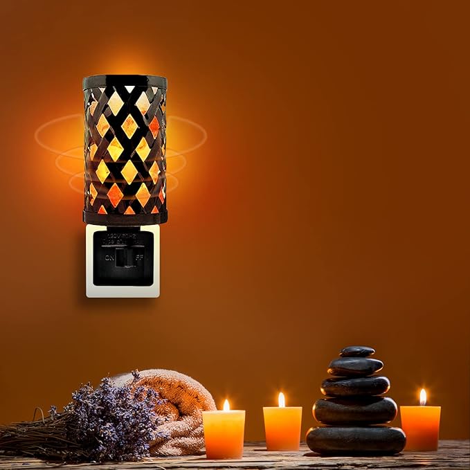 Himalayan Glow Vintage Style Salt Lamp Night Light with Pink Salt Chunks | 360 Degree Rotatable Wall Plug,Night Light & Decorative Light to Décor Your Home - Bloomnest