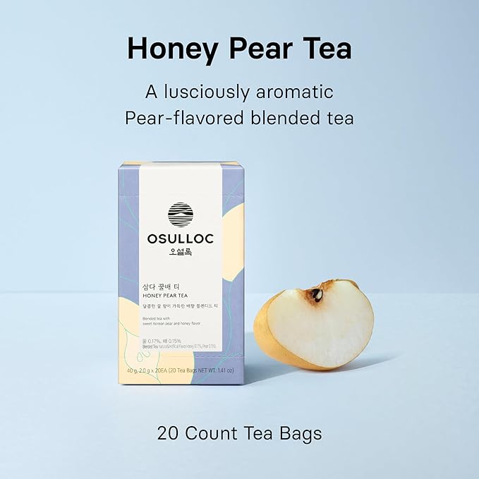 OSULLOC Honey Pear Tea (Sweet Pear & Honey Flavor), Fruit tea Blend, Premium Teabags from Jeju Island, 20 count (Pack of 2) - Bloomnest
