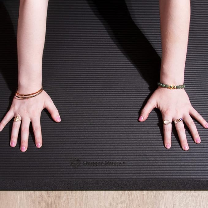 Hugger Mugger Ultimate Cushion Yoga mat - Black - Ultimate thick, grippy, soft yoga mat, extra long and wide, and extra cushion - Bloomnest