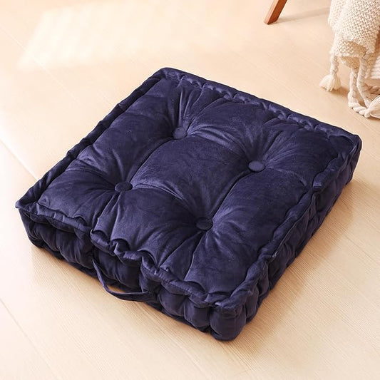 Square Floor Pillows, Large Floor Cushion for Adults Kids, Meditation Floor Pillow Seating Cushion with Shredded Memory Foam and Silk Wadding, 20"x20"x5" Navy 2 Count - Bloomnest