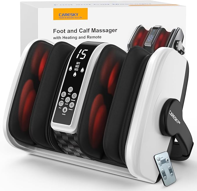 CARESKY® Foot Massager with Heat, Shiatsu Foot Massager for Plantar Fasciitis, Neuropathy, Circulation and Pain Relief, Remote, Deep Kneading for Foot Calf - Bloomnest