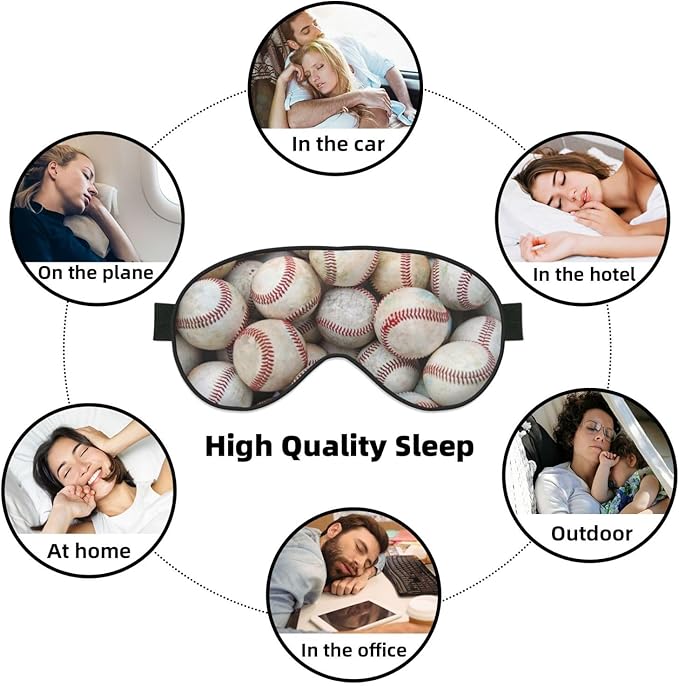 Nostalgic Baseballs Sleep Mask for Women & Men - Comfortable Eye Mask with Adjustable Strap - Soft Eye Cover Blindfold for Travel, Yoga, Nap, Shift Work - Bloomnest