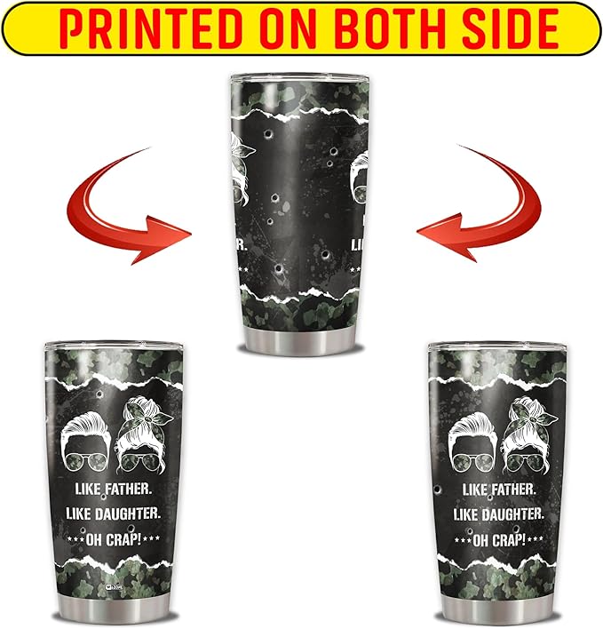 WAZONE Like Father Like Daughter Tumbler Stainless Steel 20oz Insulated Cup Double Wall Vacuum Travel Mug Funny Gifts Birthday Christmas Presents for Best Dad Daddy Dads From Daughters - Bloomnest