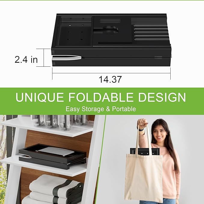 Bathtub Caddy Tray for Tub,Foldable Bath Table Trays,Bamboo Shelf with Book and Wine Glass Holder,Bathroom Accessories Suitable for Luxury Spa or Reading,Black - Bloomnest