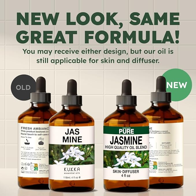 KUKKA Jasmine Essential Oils - 4 Fl Oz - for Hair, Skin, Diffuser, Aromatherapy & DIY Soap Making Scent - Bloomnest