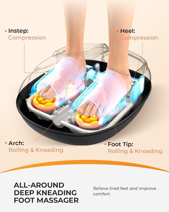 CooCoCo Upgraded Shiatsu Foot Massager - FSA Eligible, Foot Massager for Plantar Fasciitis, Neuropathy, HSA Feet Massager with Heat, Christmas Gifts for Women Men, Foot Pain Relief, Home Office Use - Bloomnest