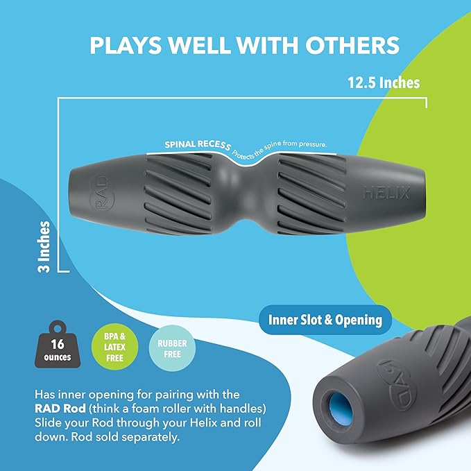 RAD Helix – Compact High-Density Exercise Foam Roller – Deep Tissue Myofascial Release for Back, Quads, Hamstrings & More – Muscle Recovery Tool for Stretching & Mobility - Bloomnest