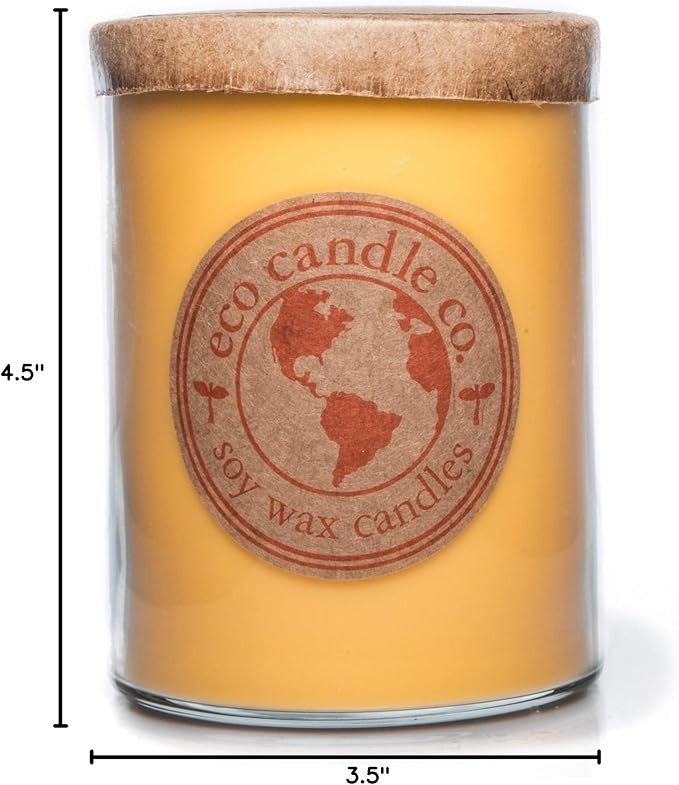 ECO CANDLE CO. Recycled Candle, Citrus Squeeze, 18 oz. Double Wick - Scents of Orange, Tangerine, Grapefruit, Lemon, & Lime - 100% Soy Wax, No Lead, Kraft Paper Label & Lid, Hand Poured - Bloomnest