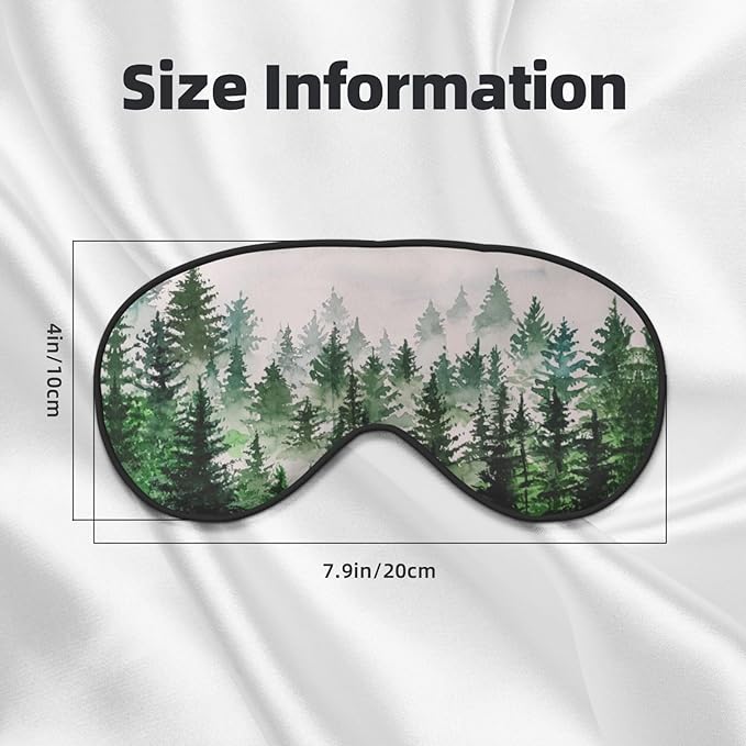 Sleep Eye Mask Watercolor Foggy Forest Sleep Mask for Women Men Comfortable Eye Mask with Adjustable Strap Soft Eye Cover Blindfold for Travel Yoga Nap Shift Work - Bloomnest