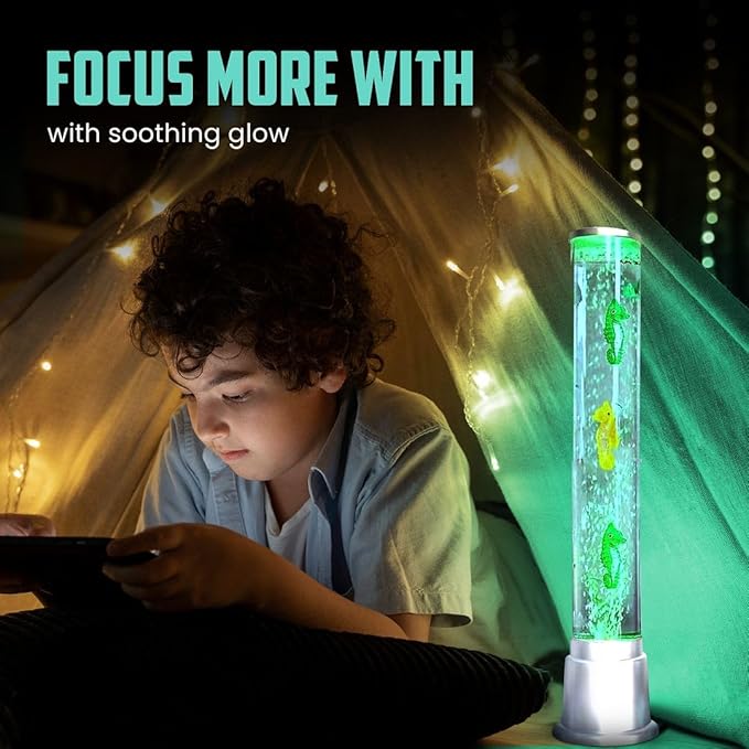 Shop LC Seahorse Bubble Lights Lamp with 6LED Automatic Color Changing Night Light with Moving Fake Fish Tank Tower Sensory Tubes Fish Lamp for Home Decorations Christmas Gifts 1.9FT - Bloomnest