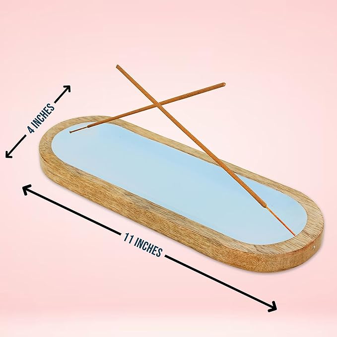 Raajsee Hand Painted Incense Holder,Wooden Incense Burner,Ash Catcher, Incense Tray 11x4x1.5 Inches, Best for Home Fragrance-Aesthetic Room Décor - Bloomnest