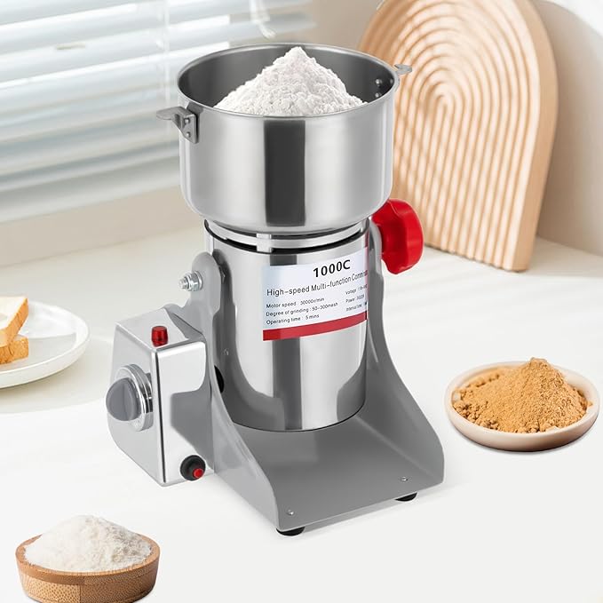 Electric Grain Mill Grinder, 1000g/2.2 lbs High-speed 30000r/min Food Grinder, 110V 3600W Countertop Grain Mill for Dry Spice Herbs Grains Coffee Rice Pepper (1000g) - Bloomnest