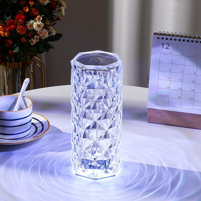2 Pack Crystal Lamp - Touch Control Rose Crystal Lamp Light for Bedroom, 16 Color Dimmable LED Desk Lamp Light, Battery Operated Small Table Lamp for Bedroom with Remote Controller - Bloomnest